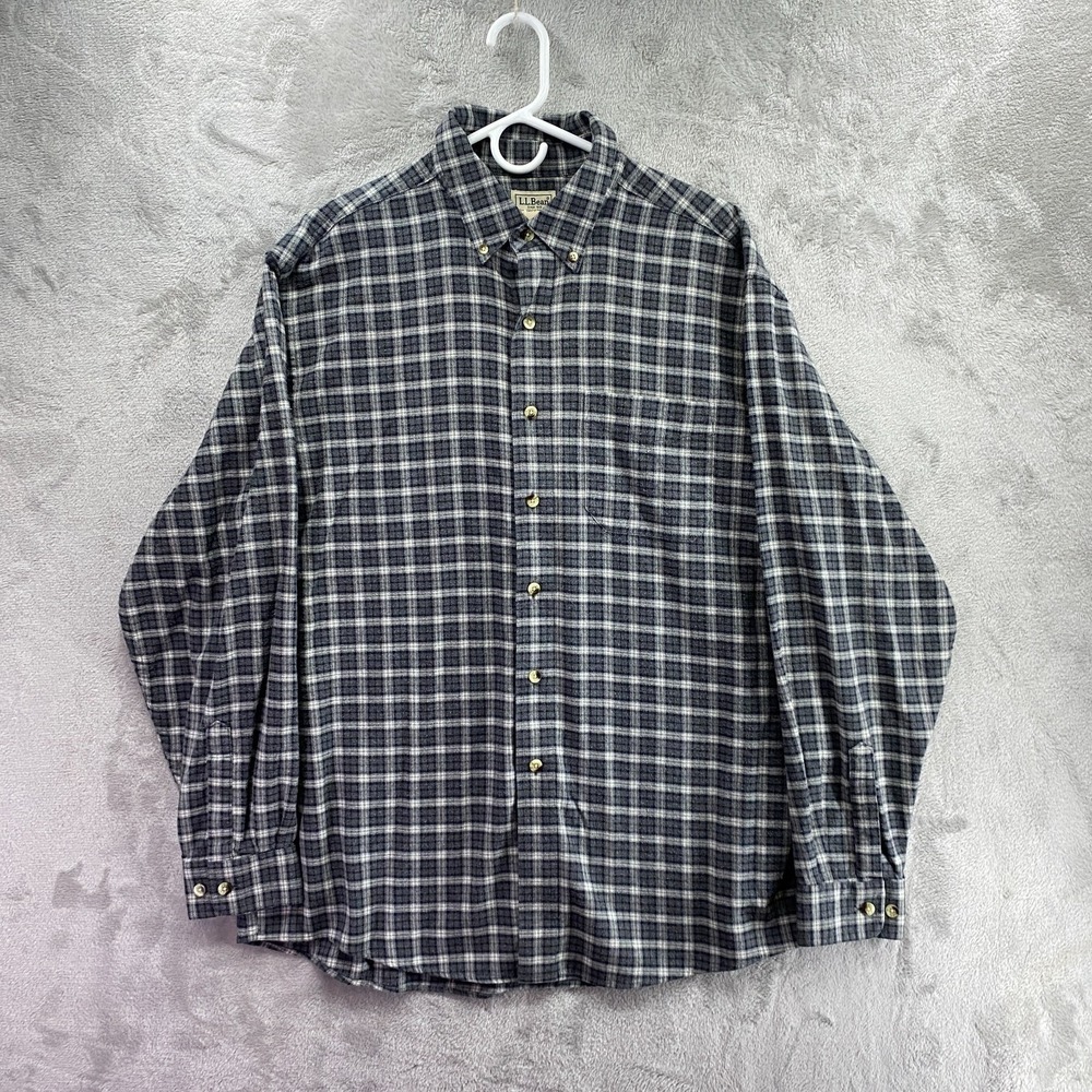 L.L.Bean Red Black Buffalo Plaid Flannel Shirt Men's L Relaxed Fit Cotton
